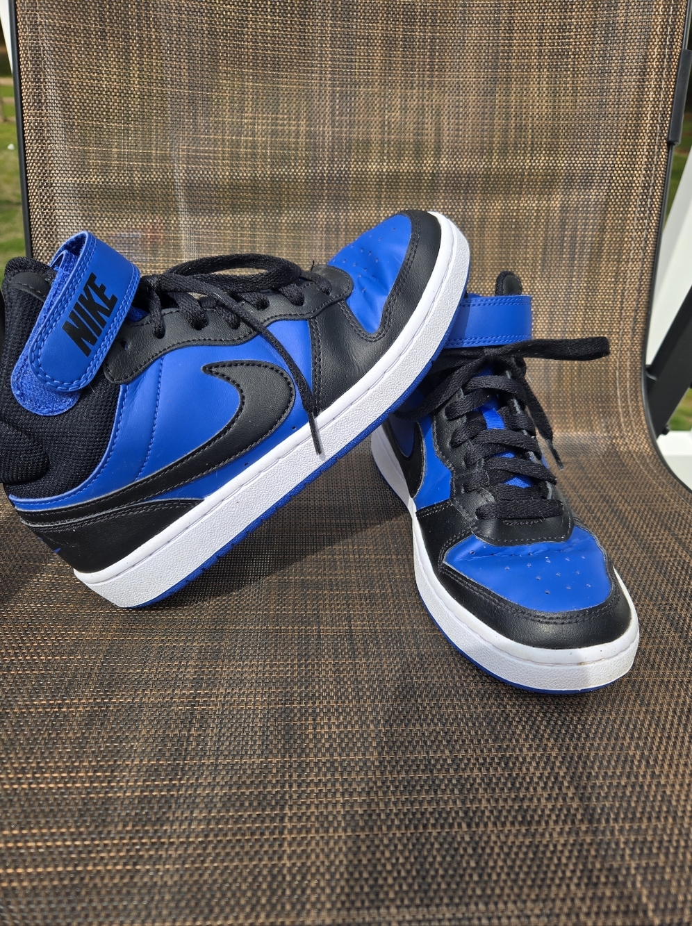 Nike Court Borough Blue and Black High-Top Sneakers Youth Size 5